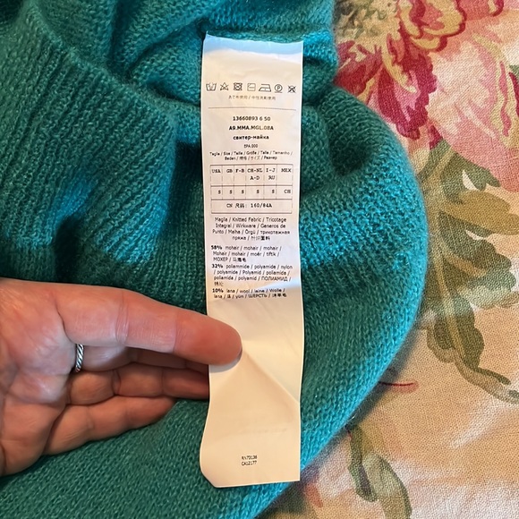 MAX MARA Size Small Oversized Crewneck Turquoise Luxe Mohair Lana Wool $578 NEW - Picture 15 of 16